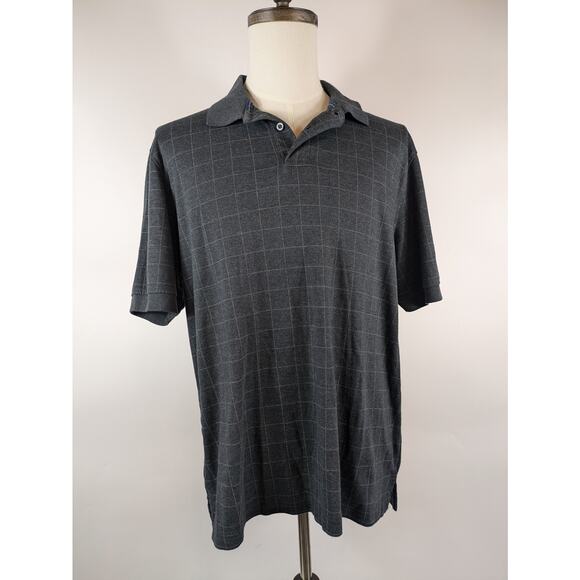 Arrow Mens Large Polo Shirt Collar Golf Casual Short Sleeve Dark Gray 2 Button - Picture 1 of 9